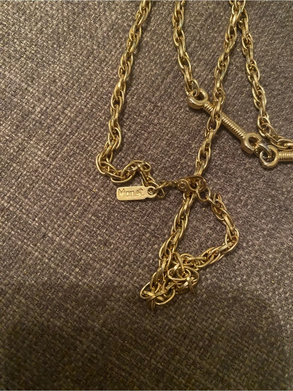 Vintage Monet Statement Chain Necklace with Monet Pendent